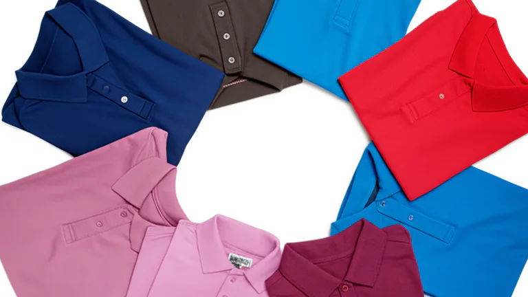 Colección de playeras corporativas para uniformes empresariales sobre fondo blanco