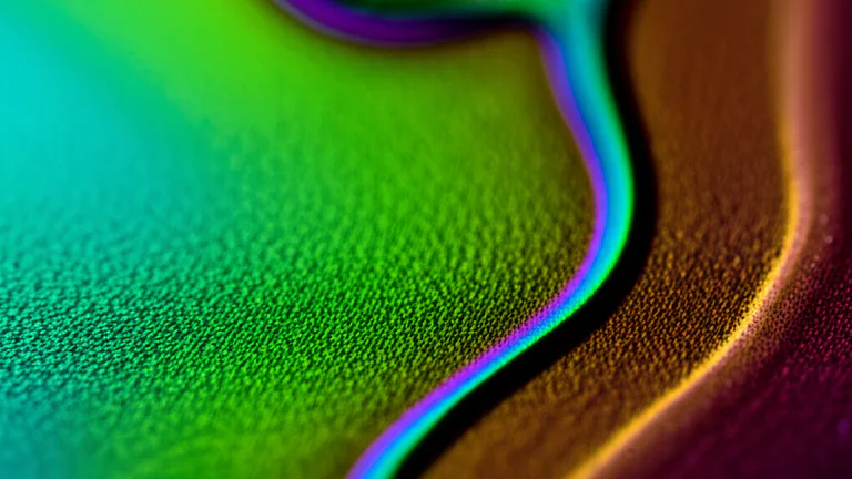 Detalle macro de tinta UV curada sobre acrílico brillante con textura de serigrafía industrial