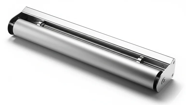 Detalle técnico del mecanismo retráctil de un roll up publicitario premium en aluminio