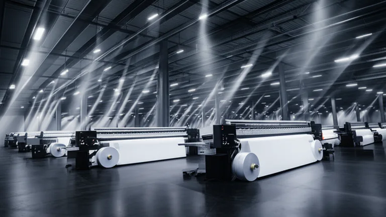 Instalaciones industriales de producción de impresión gran formato con maquinaria ecosolvente y UV en operación