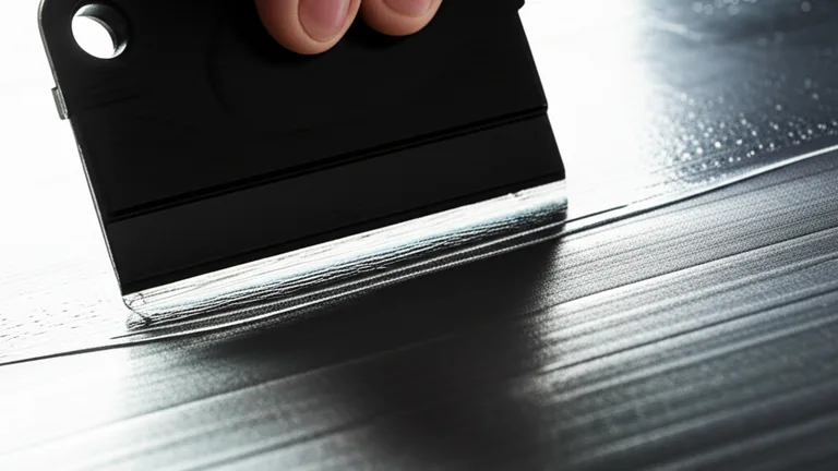 Proceso de aplicación de vinil adhesivo sobre superficie metálica fría en refrigerador comercial