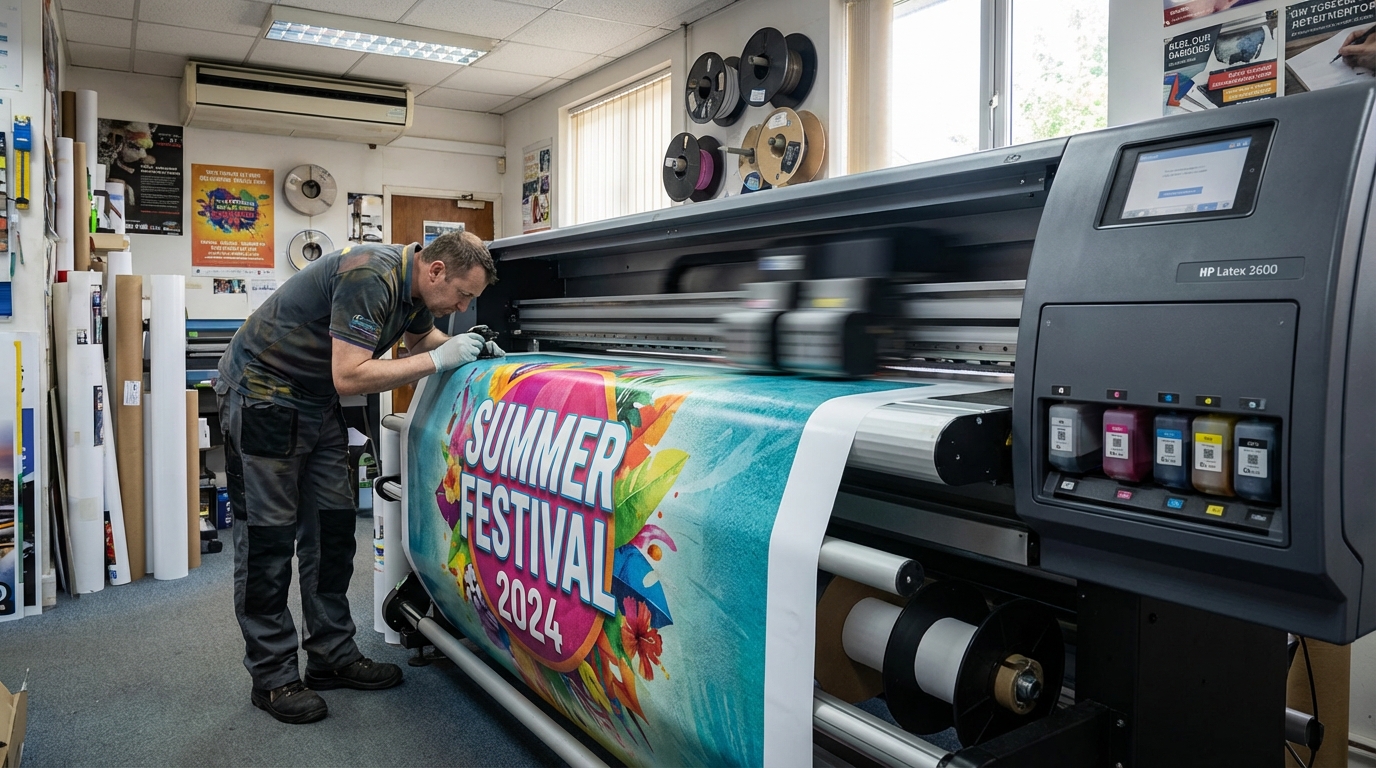 Impresora produciendo material publicitario