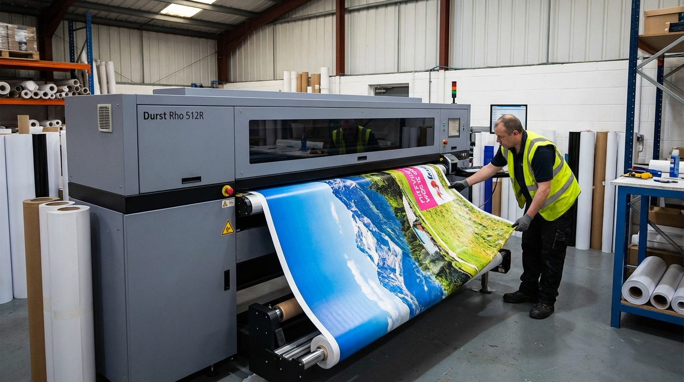 Impresora produciendo material publicitario