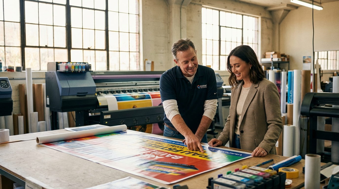 Revisión de calidad de banner impreso