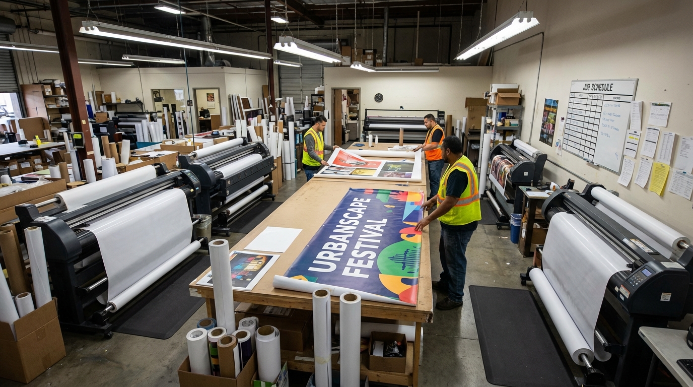 Trabajadores manipulando material impreso