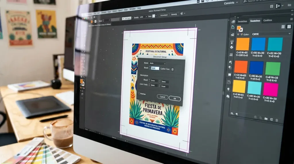 Formatos de archivo para imprimir: PDF, AI y EPS en pantalla de diseñador gráfico