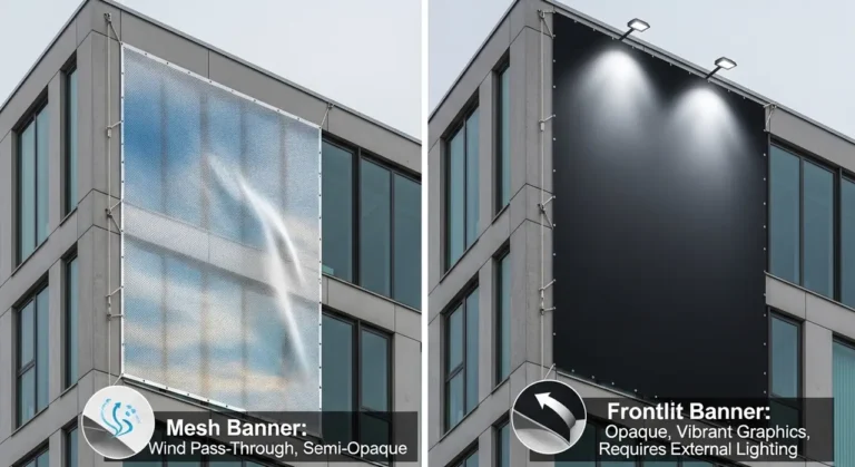 Lona Mesh vs Frontlit: ¿Cuál Elegir para Fachada?